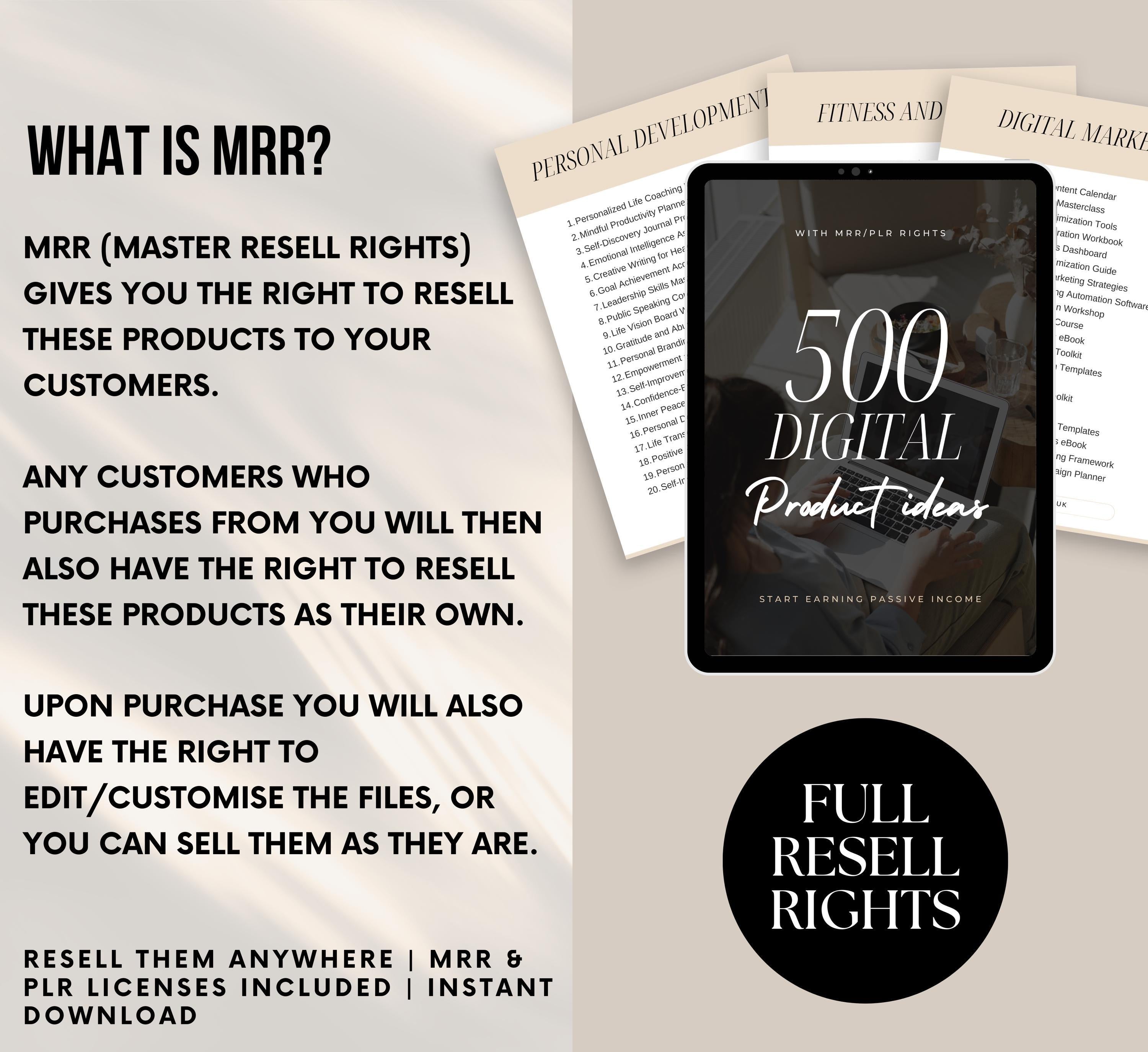 PLR/MRR 500 Digital Product Ideas