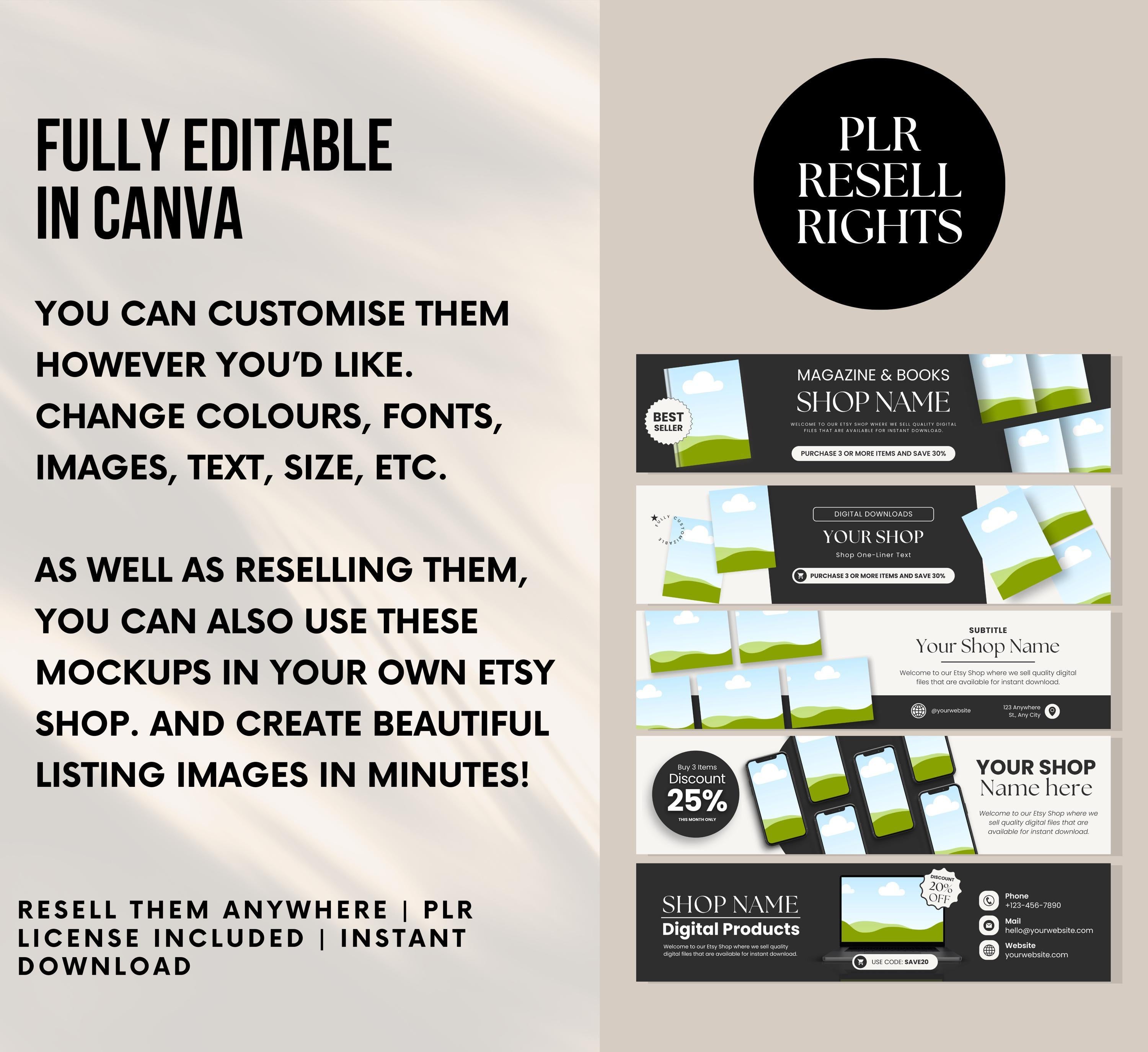PLR/MRR 10 Etsy Shop Banner Templates