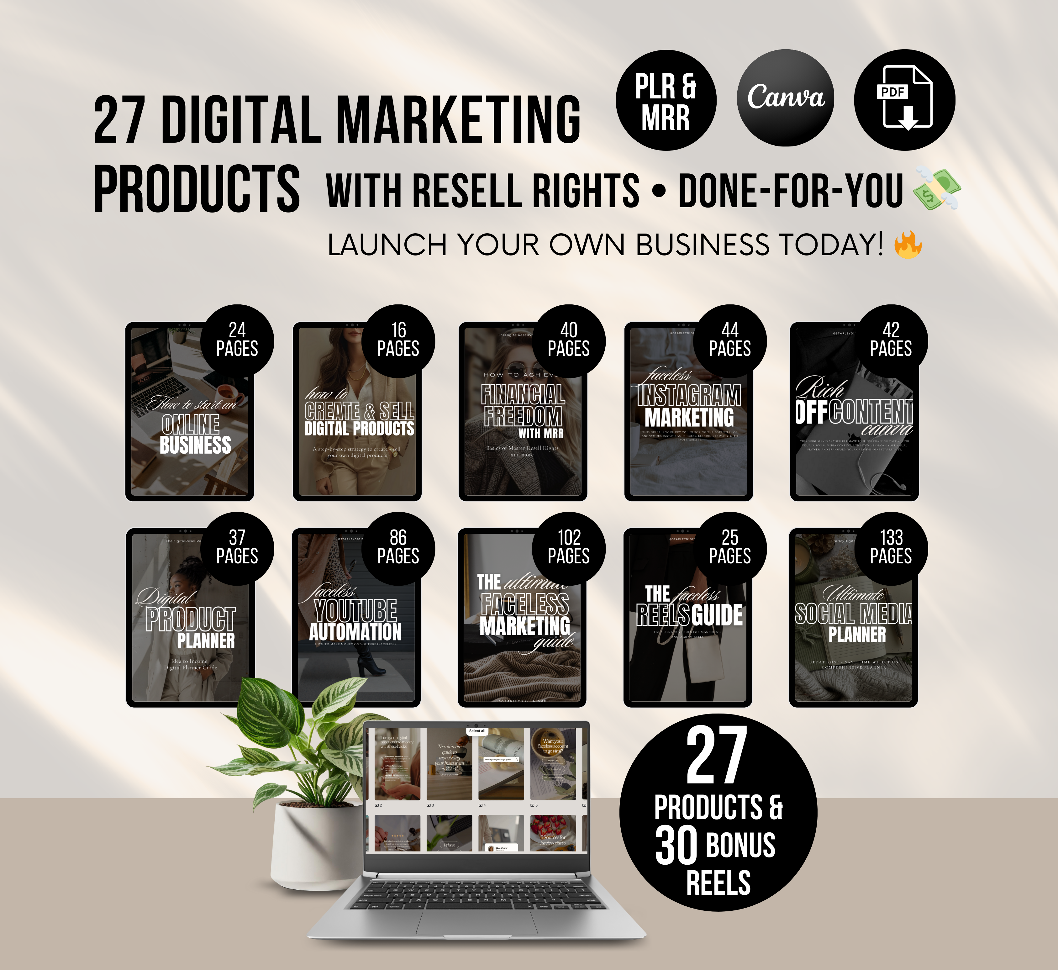 PLR/MRR 27 Faceless Marketing Bundle