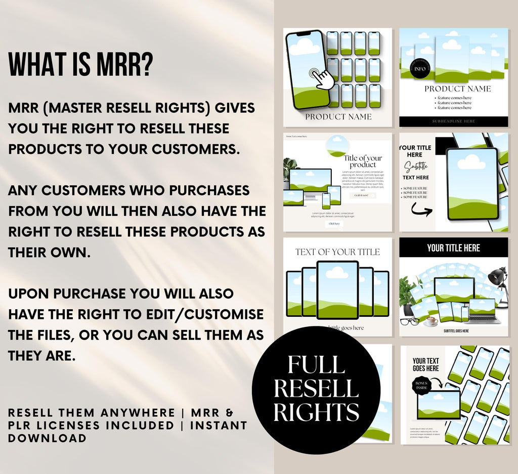 PLR/MRR 115+ Etsy Listing Mockups Canva Template Bundle