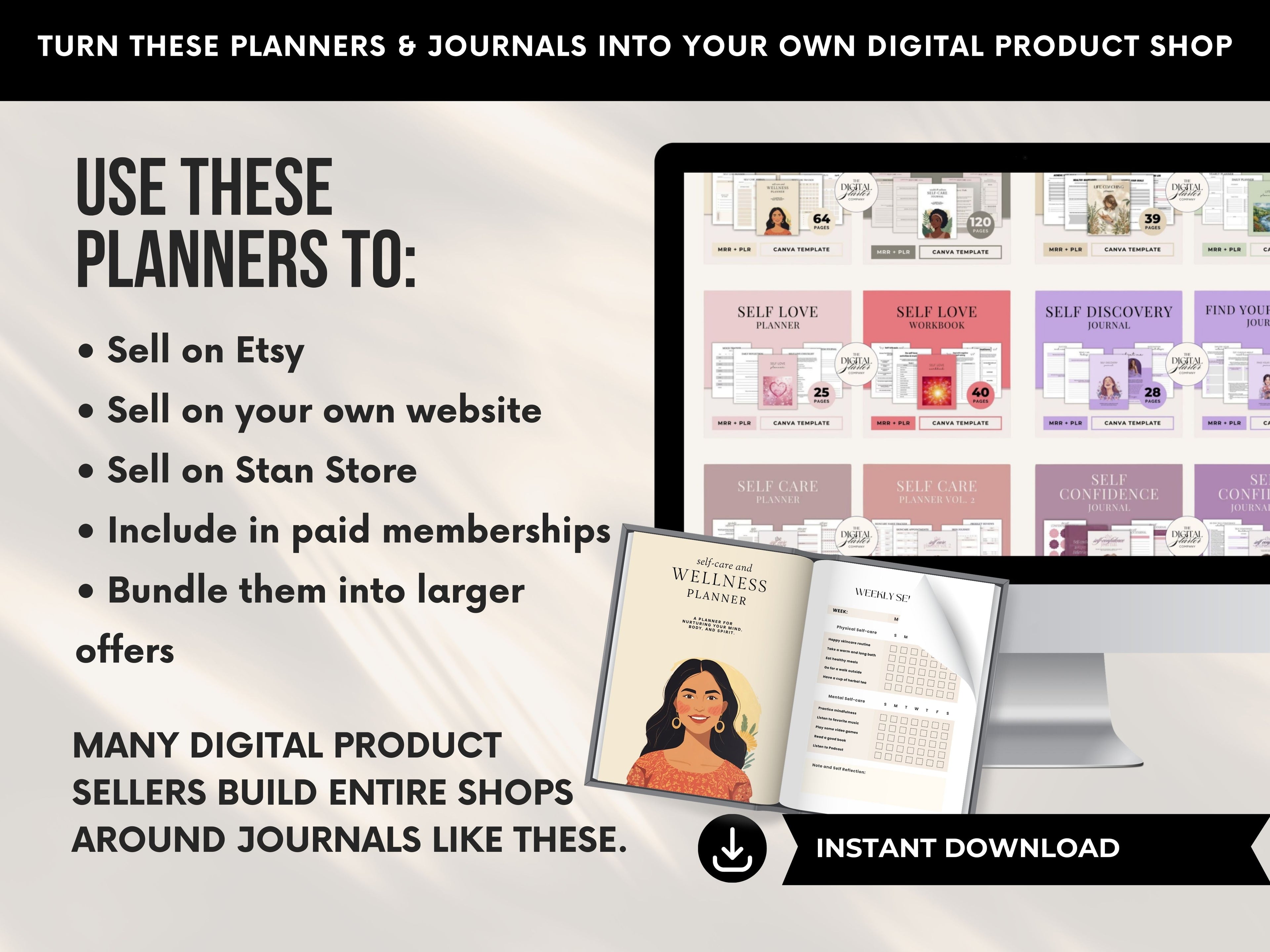 PLR/MRR 40 Self-Care & Growth Journal Bundle