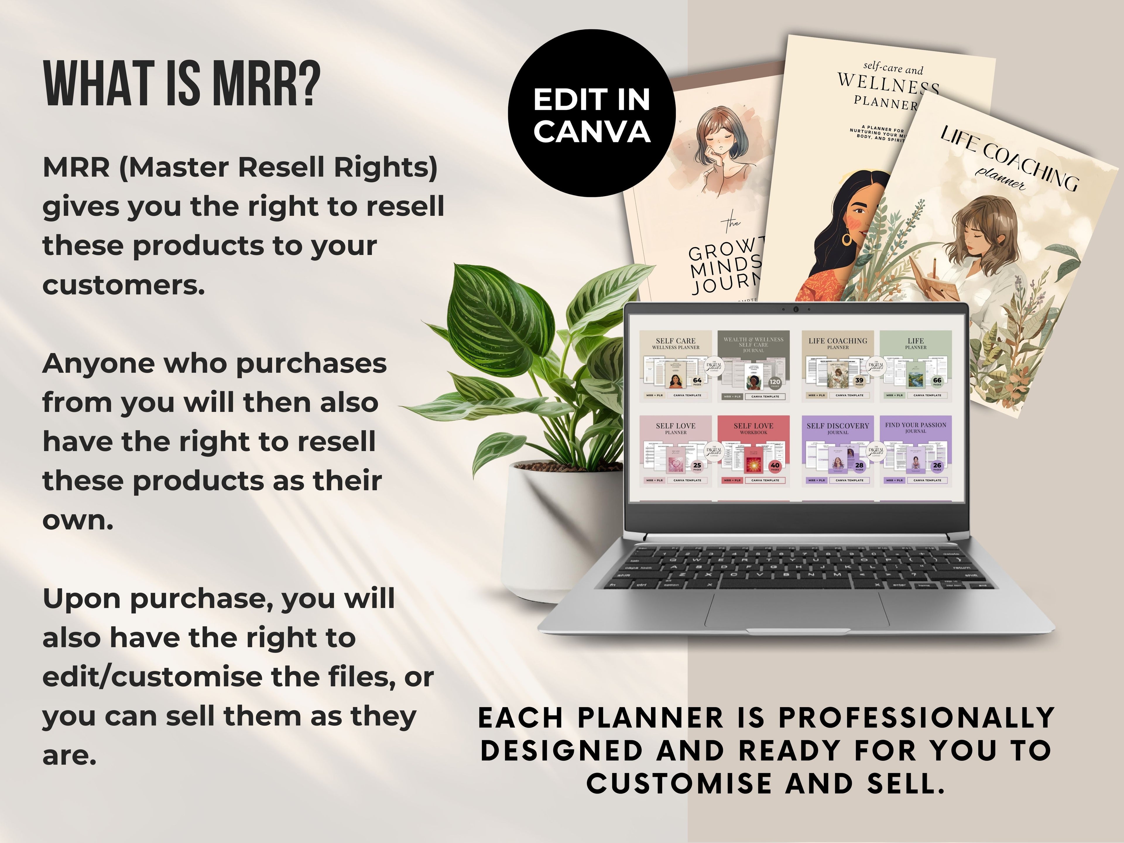 PLR/MRR 40 Self-Care & Growth Journal Bundle