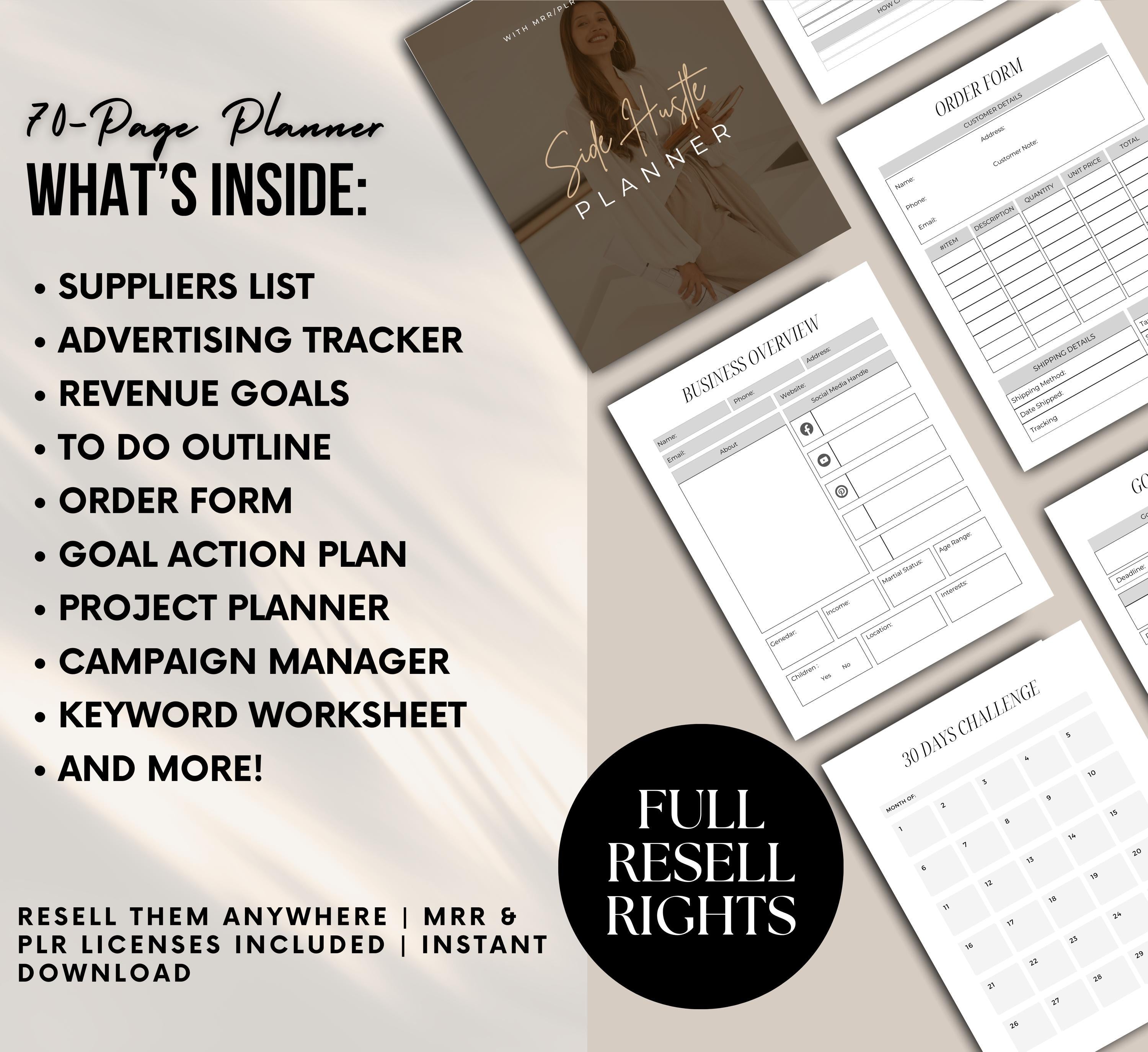 PLR/MRR Side Hustle Digital Planner