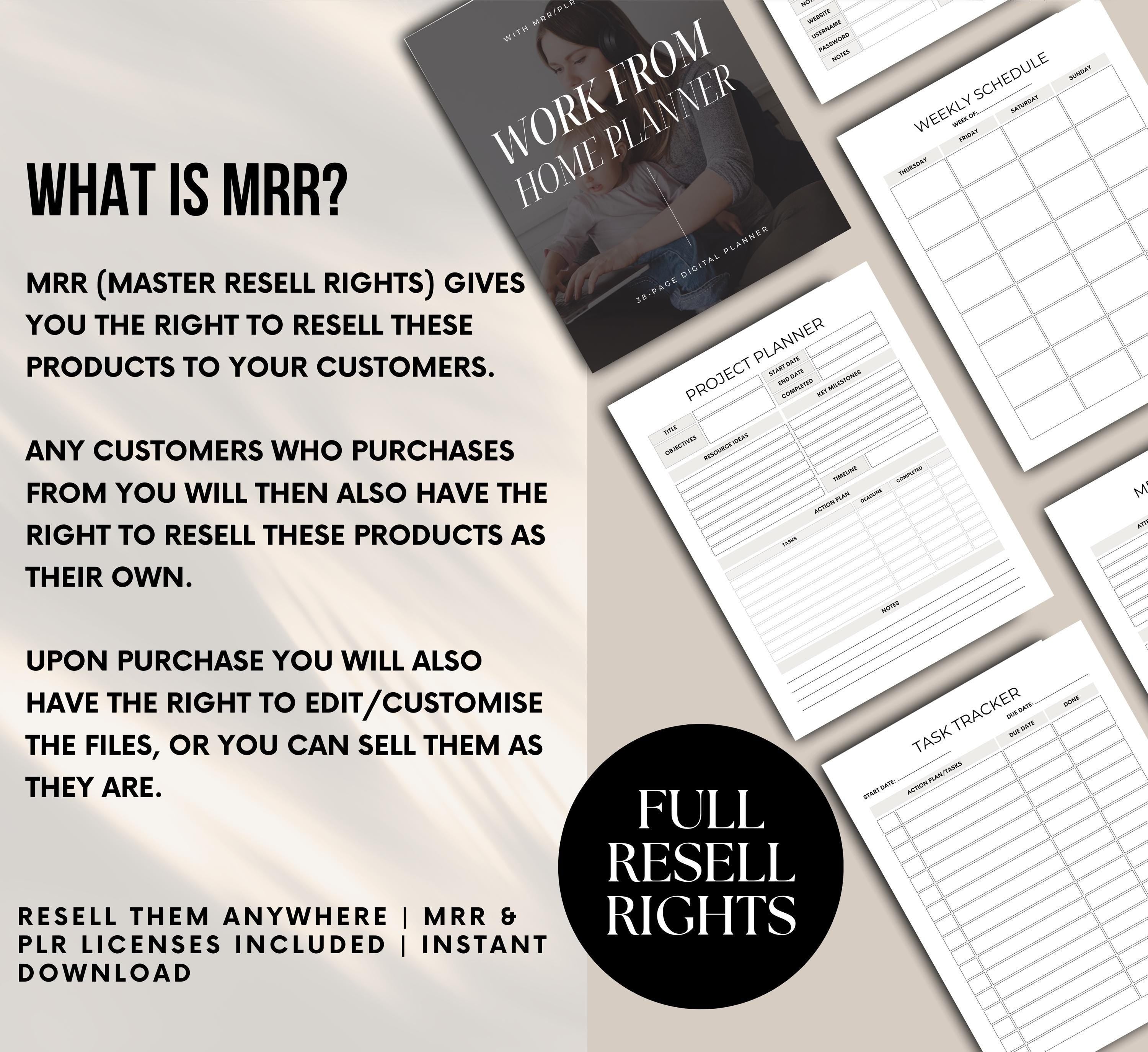 PLR/MRR Work From Home Digital Planner