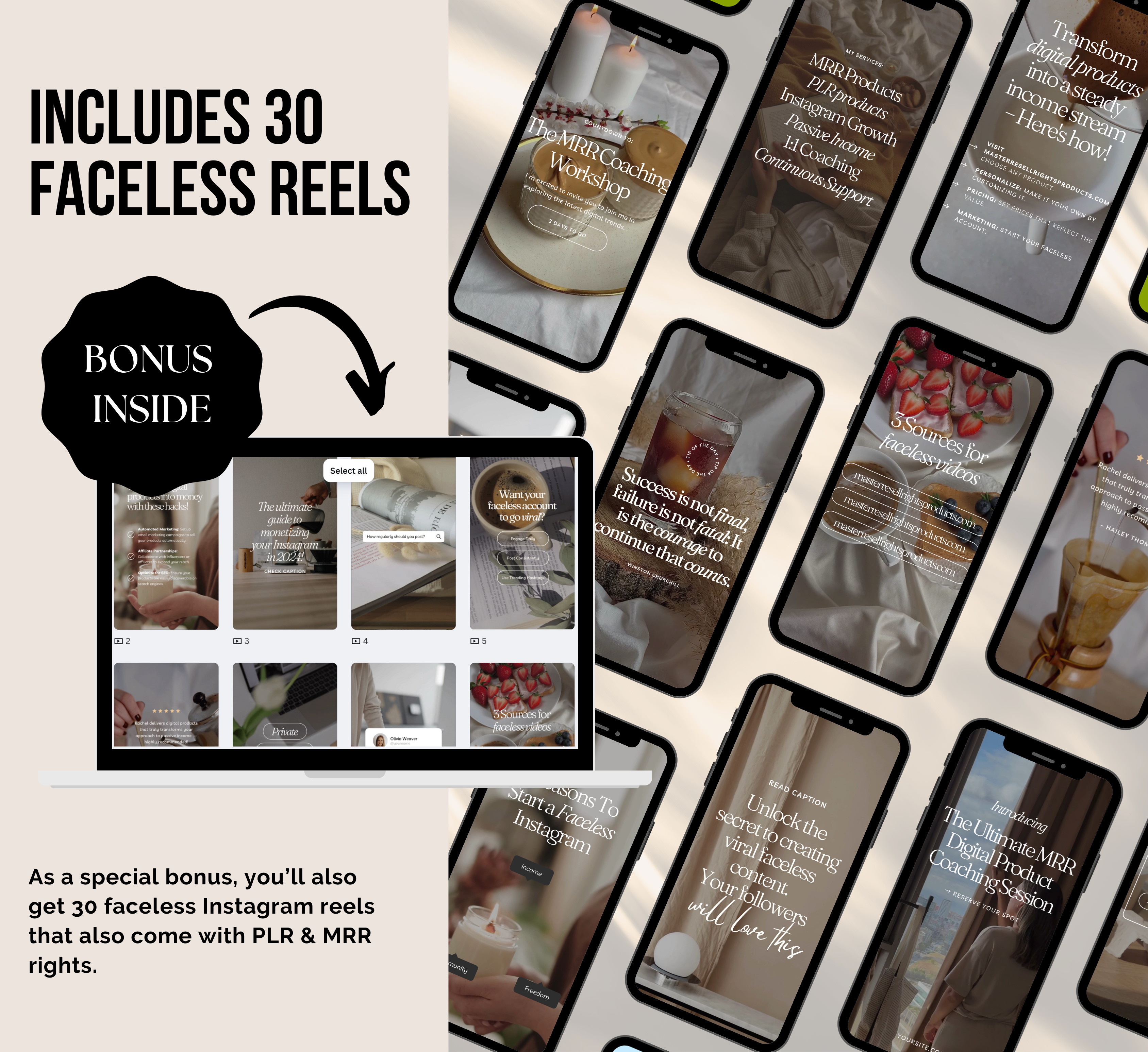 PLR/MRR 100 Digital Marketing Reels