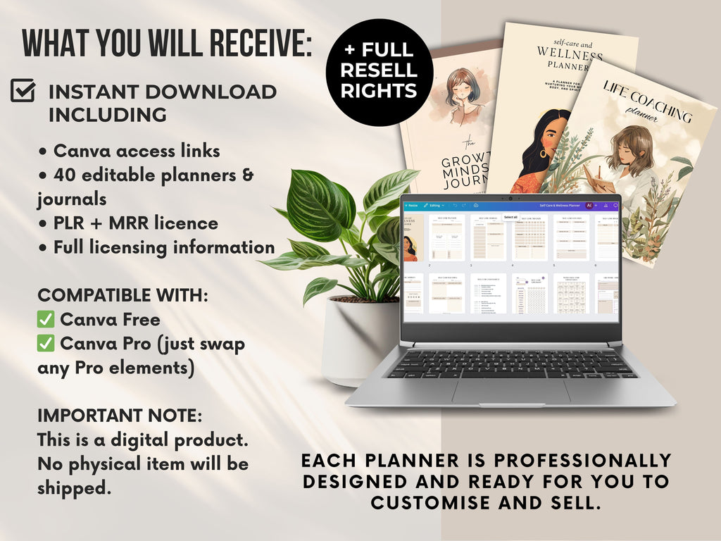 PLR/MRR 40 Self-Care & Growth Journal Bundle