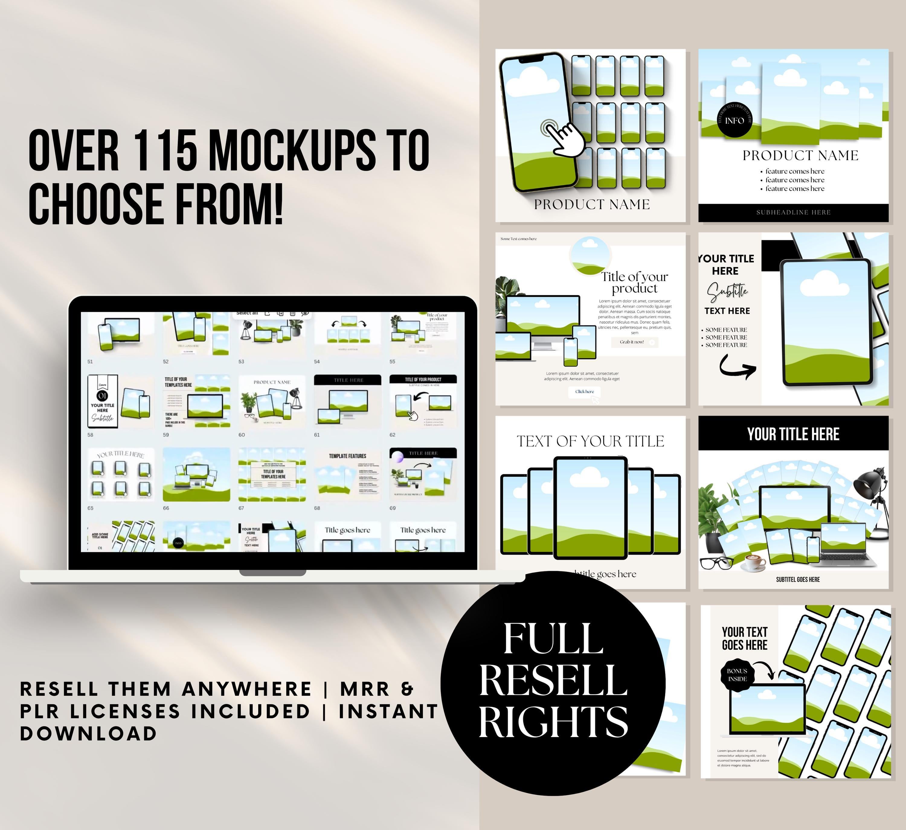 PLR/MRR 115+ Etsy Listing Mockups Canva Template Bundle