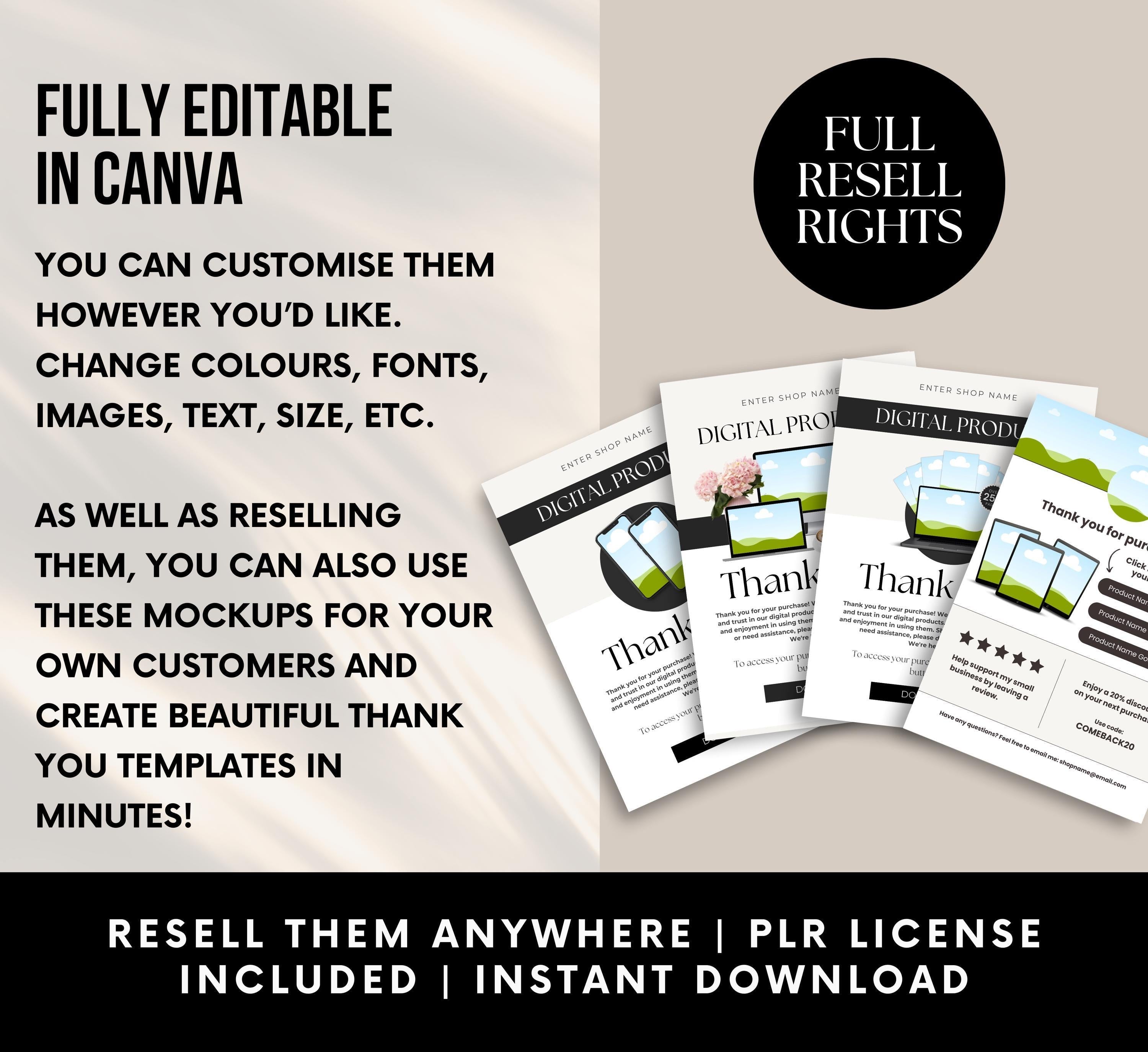 PLR/MRR 50 Order Thank You Card Templates