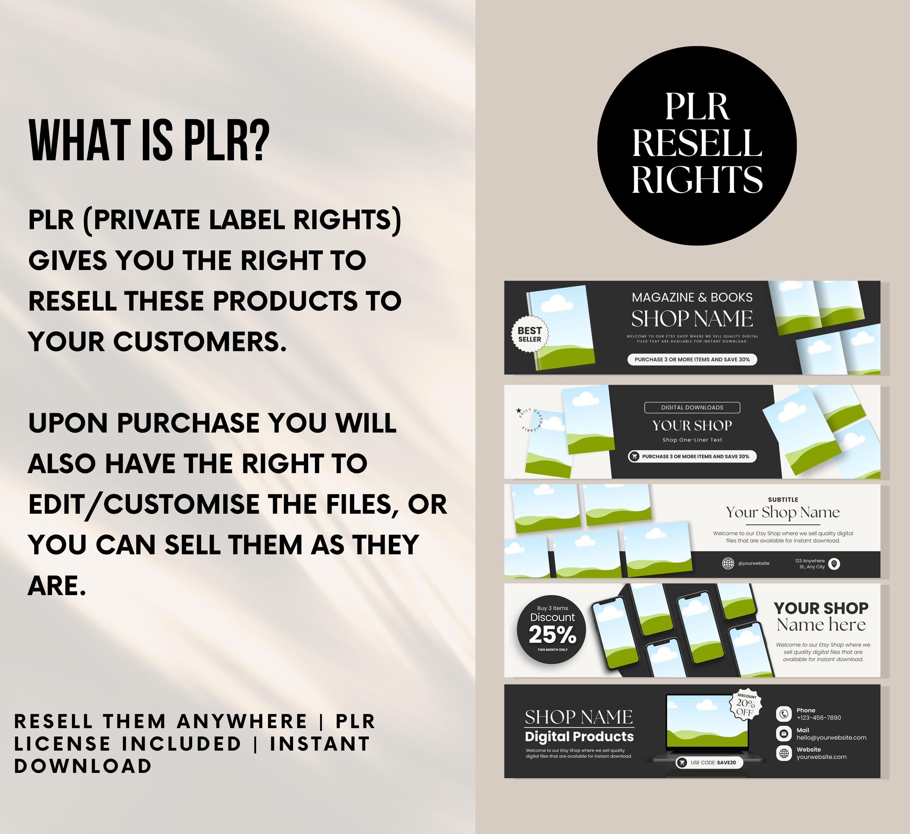 PLR/MRR 10 Etsy Shop Banner Templates