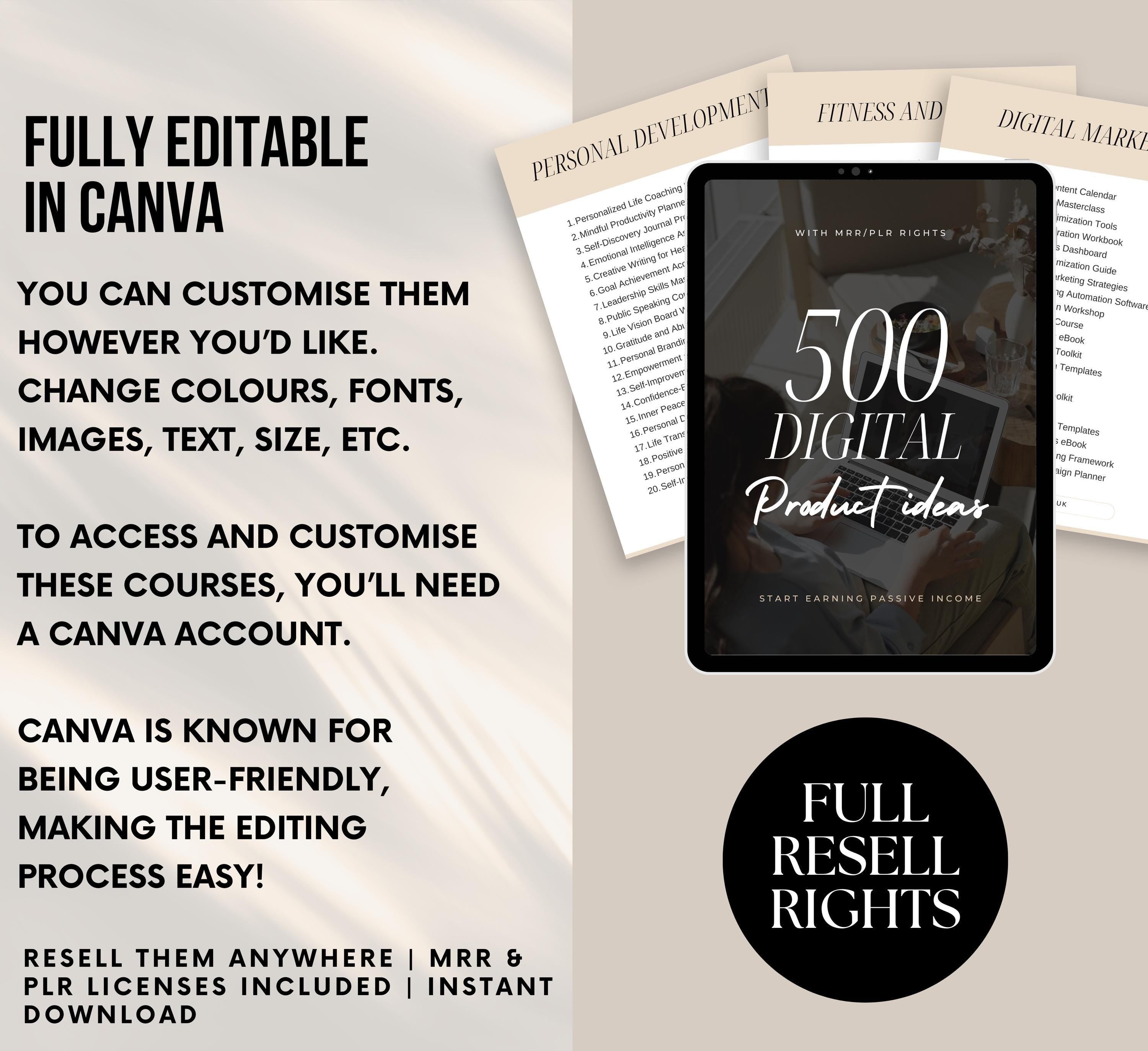 PLR/MRR 500 Digital Product Ideas