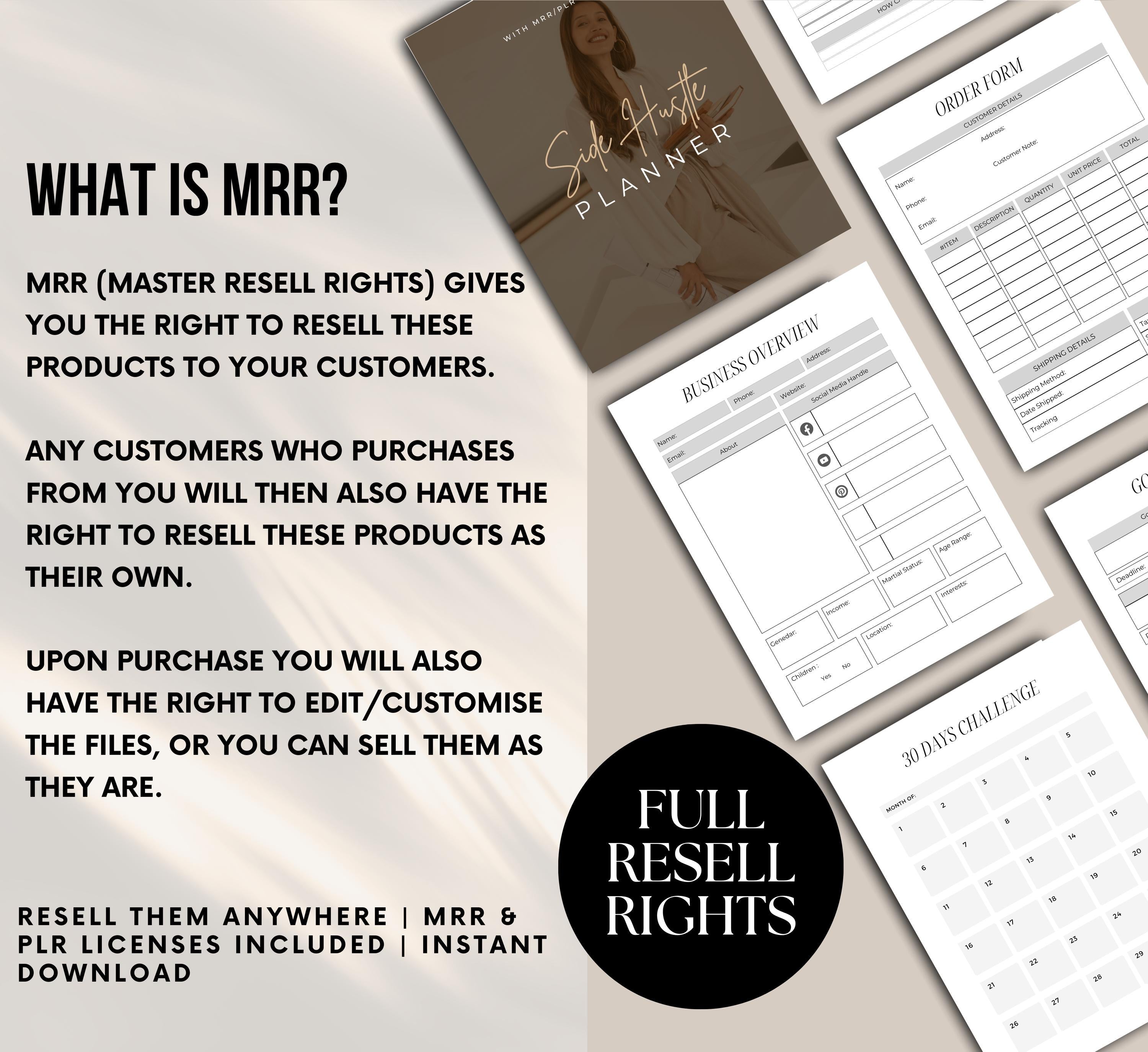 PLR/MRR Side Hustle Digital Planner