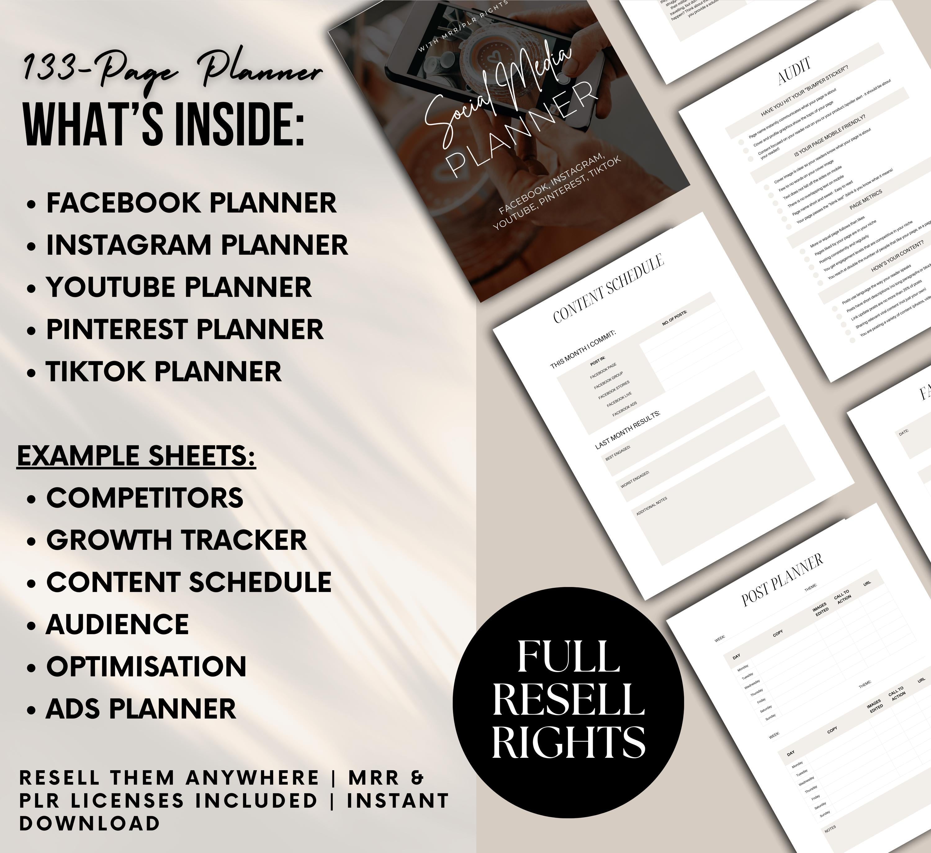 PLR/MRR Social Media Planner