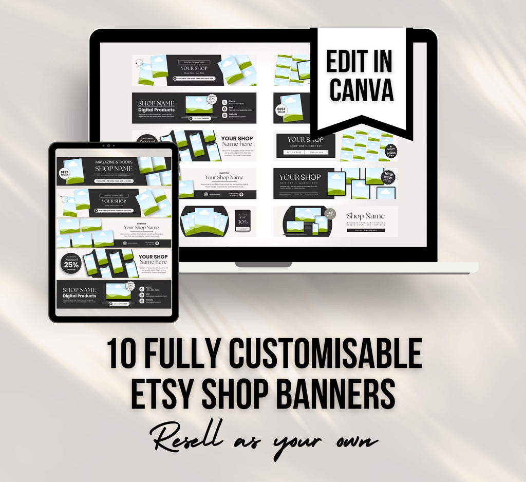 PLR/MRR 10 Etsy Shop Banner Templates