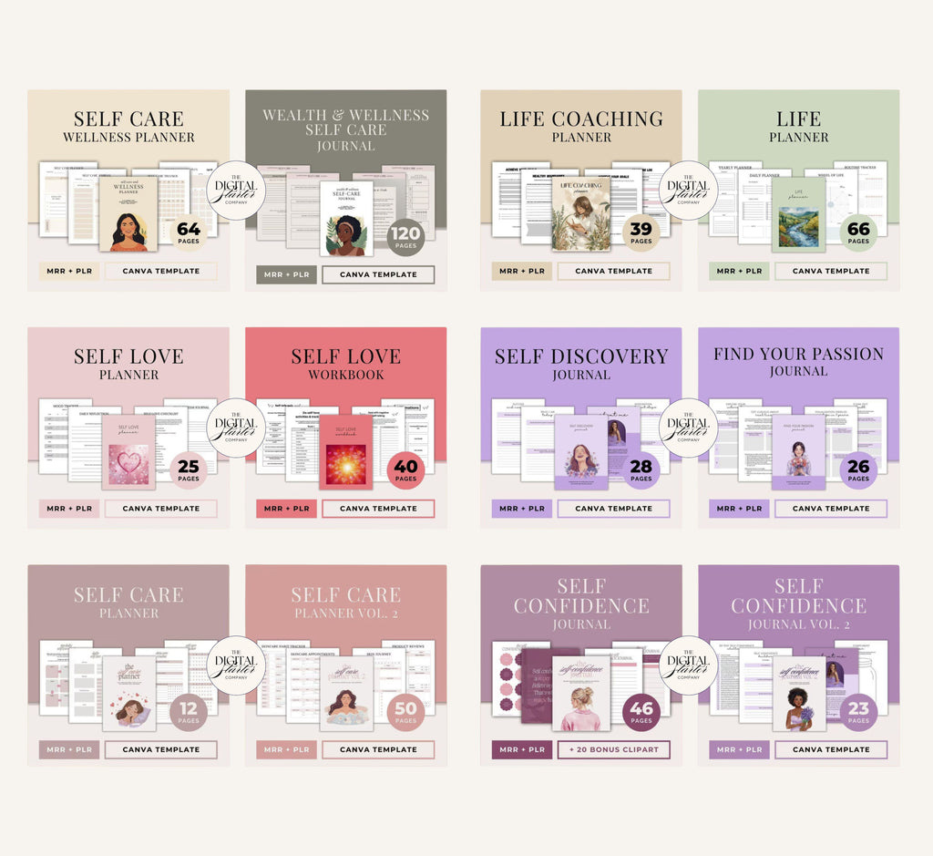 PLR/MRR 40 Self-Care & Growth Journal Bundle