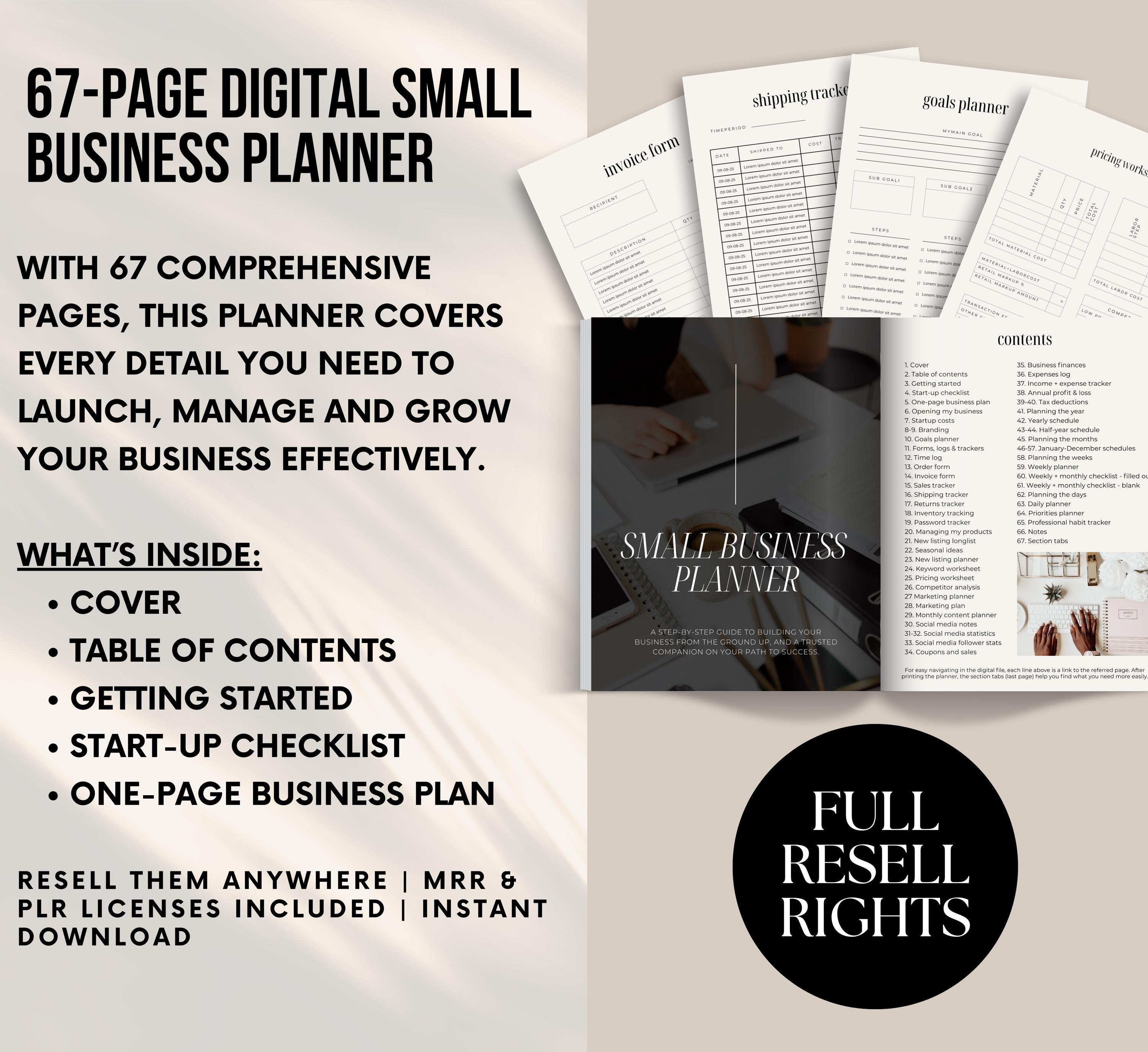 PLR/MRR Small Business Planner
