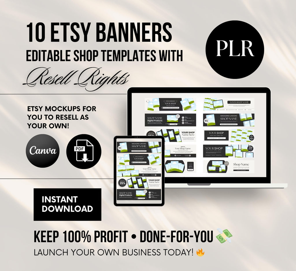 PLR/MRR 10 Etsy Shop Banner Templates