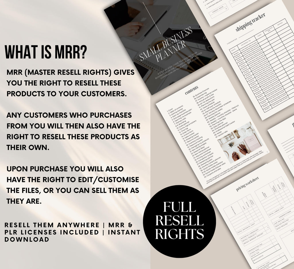 PLR/MRR Small Business Planner