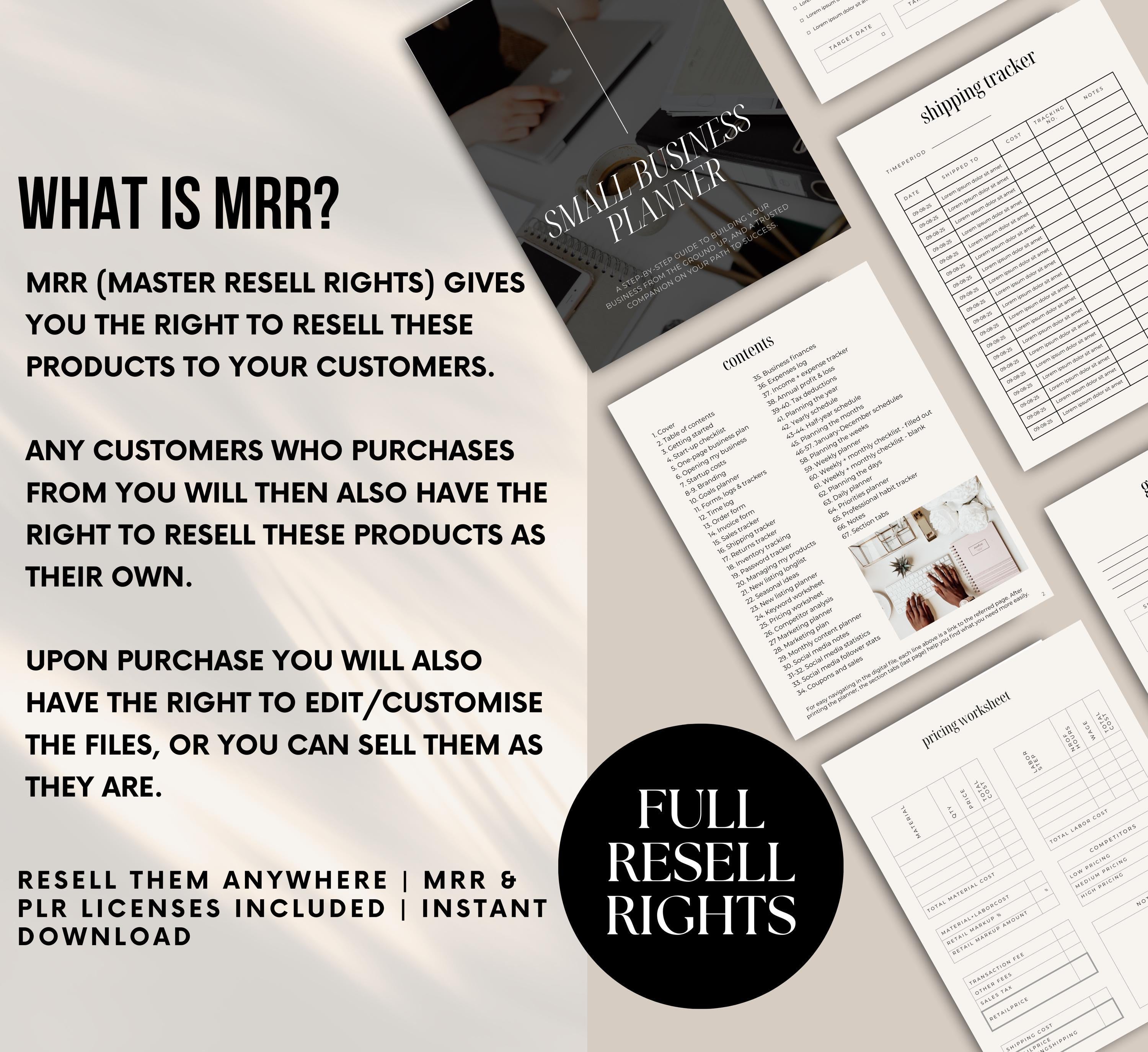 PLR/MRR Small Business Planner