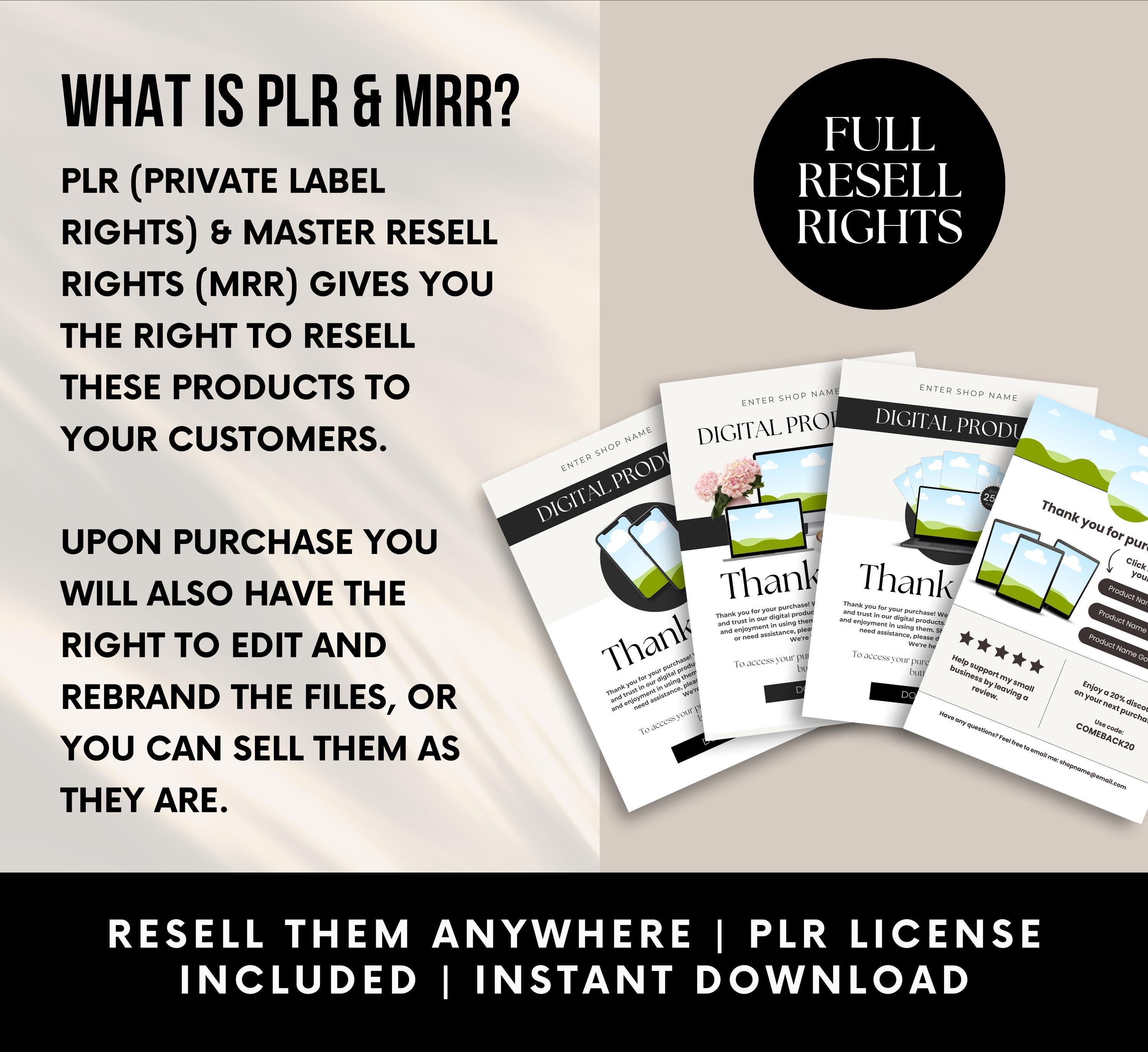 PLR/MRR 50 Order Thank You Card Templates