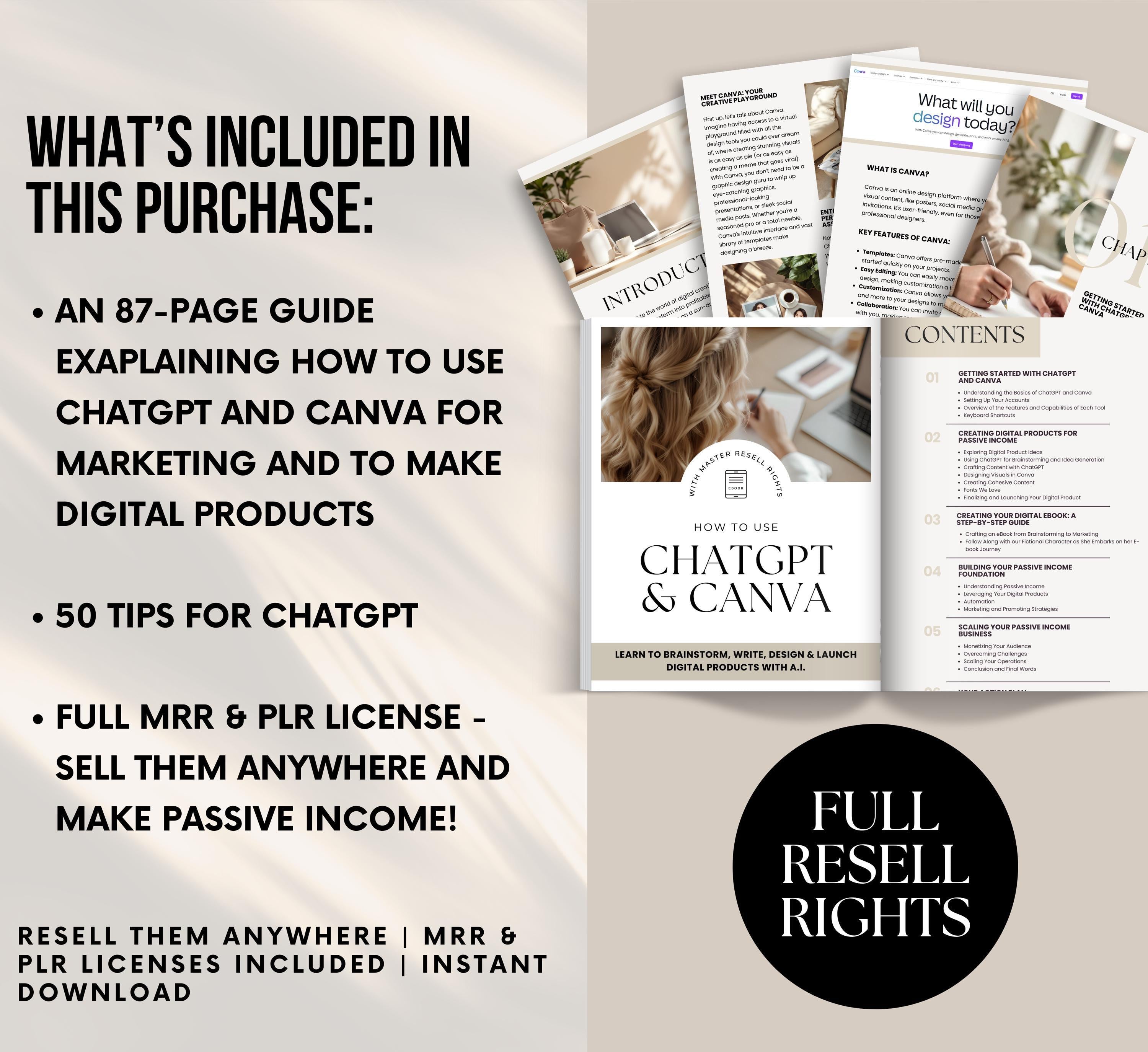 PLR/MRR ChatGPT & Canva Guide