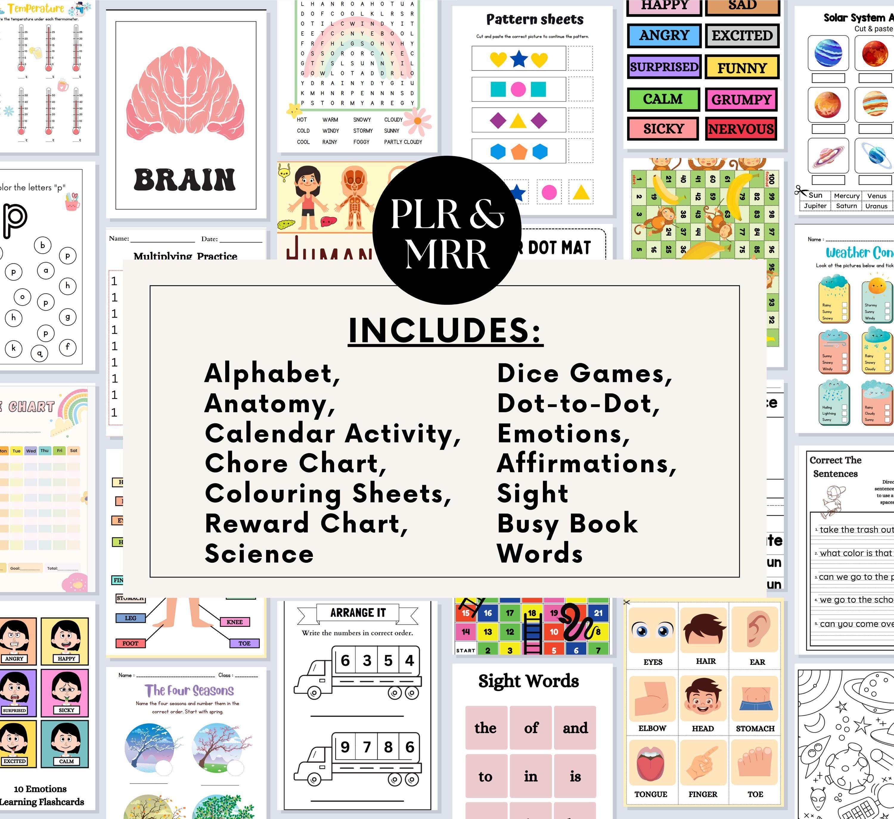 PLR/MRR 15,000+ Page Education Worksheets