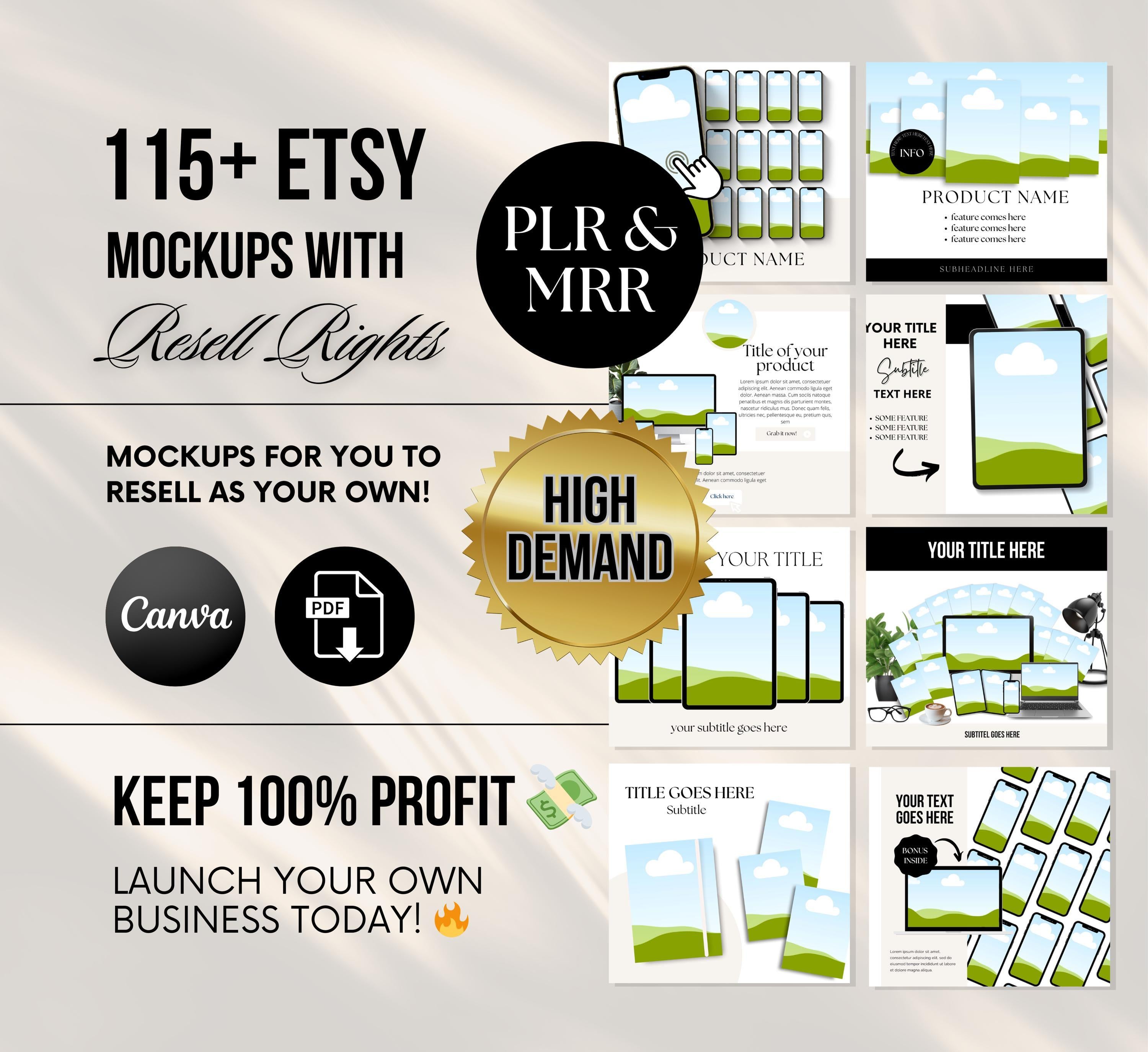 PLR/MRR 115+ Etsy Listing Mockups Canva Template Bundle