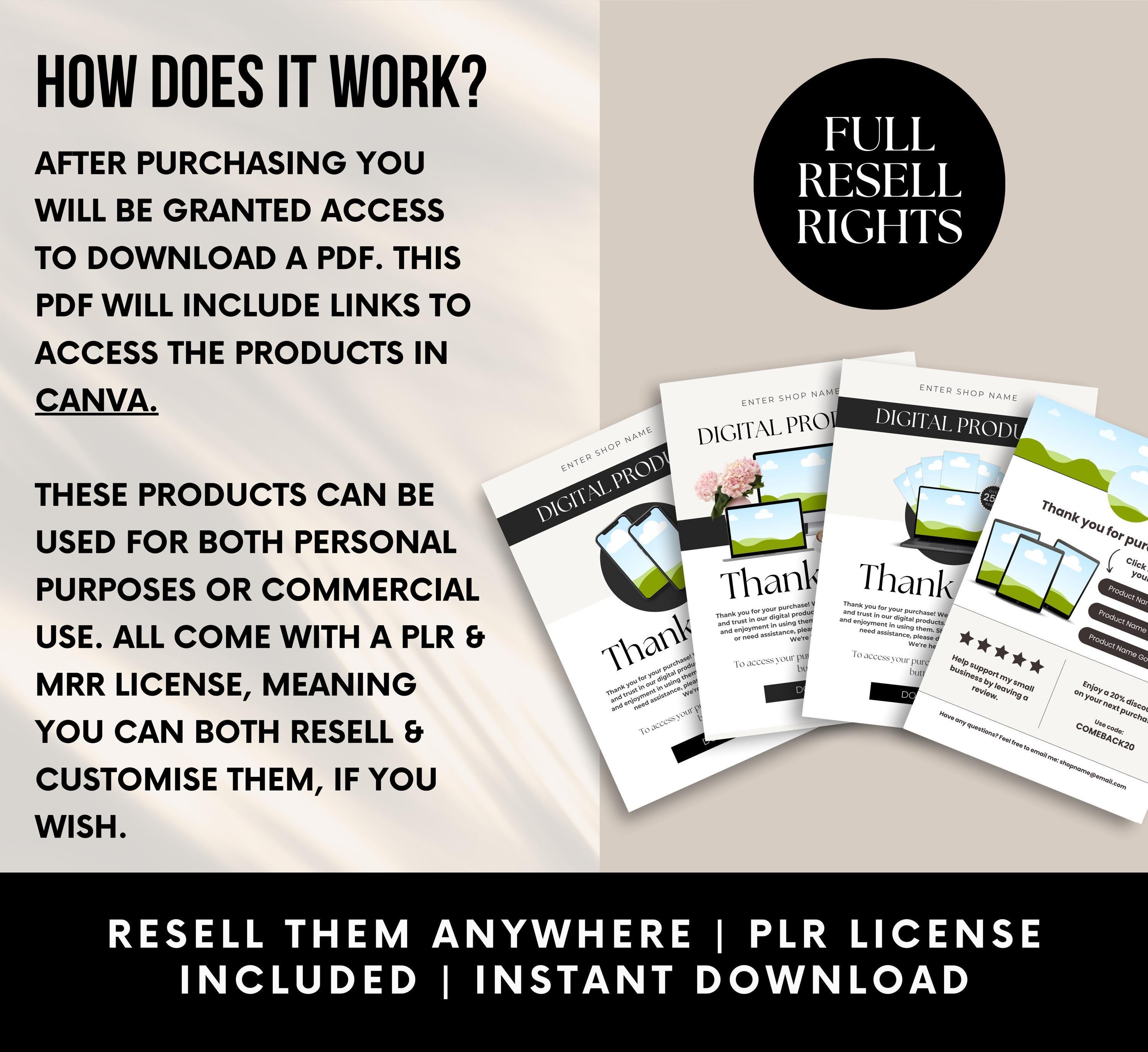 PLR/MRR 50 Order Thank You Card Templates