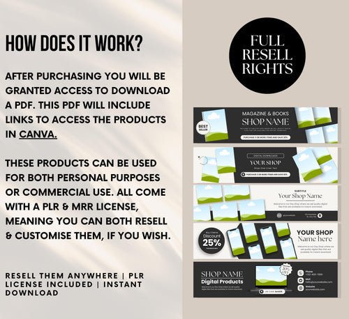 PLR/MRR 10 Etsy Shop Banner Templates