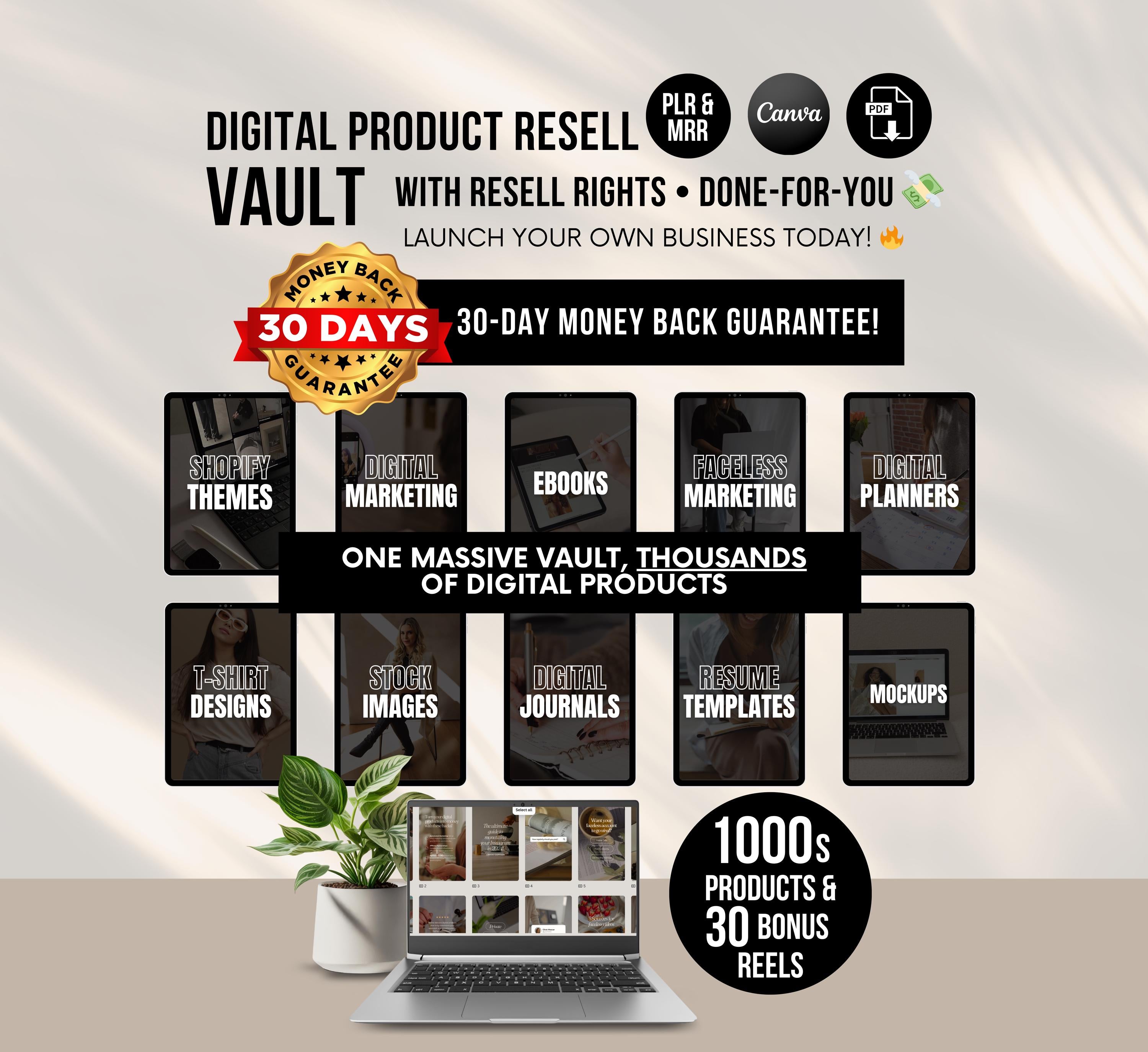 PLR/MRR 1000s Products Digital Product Vault: 1000s Ebooks, Templates, Graphics