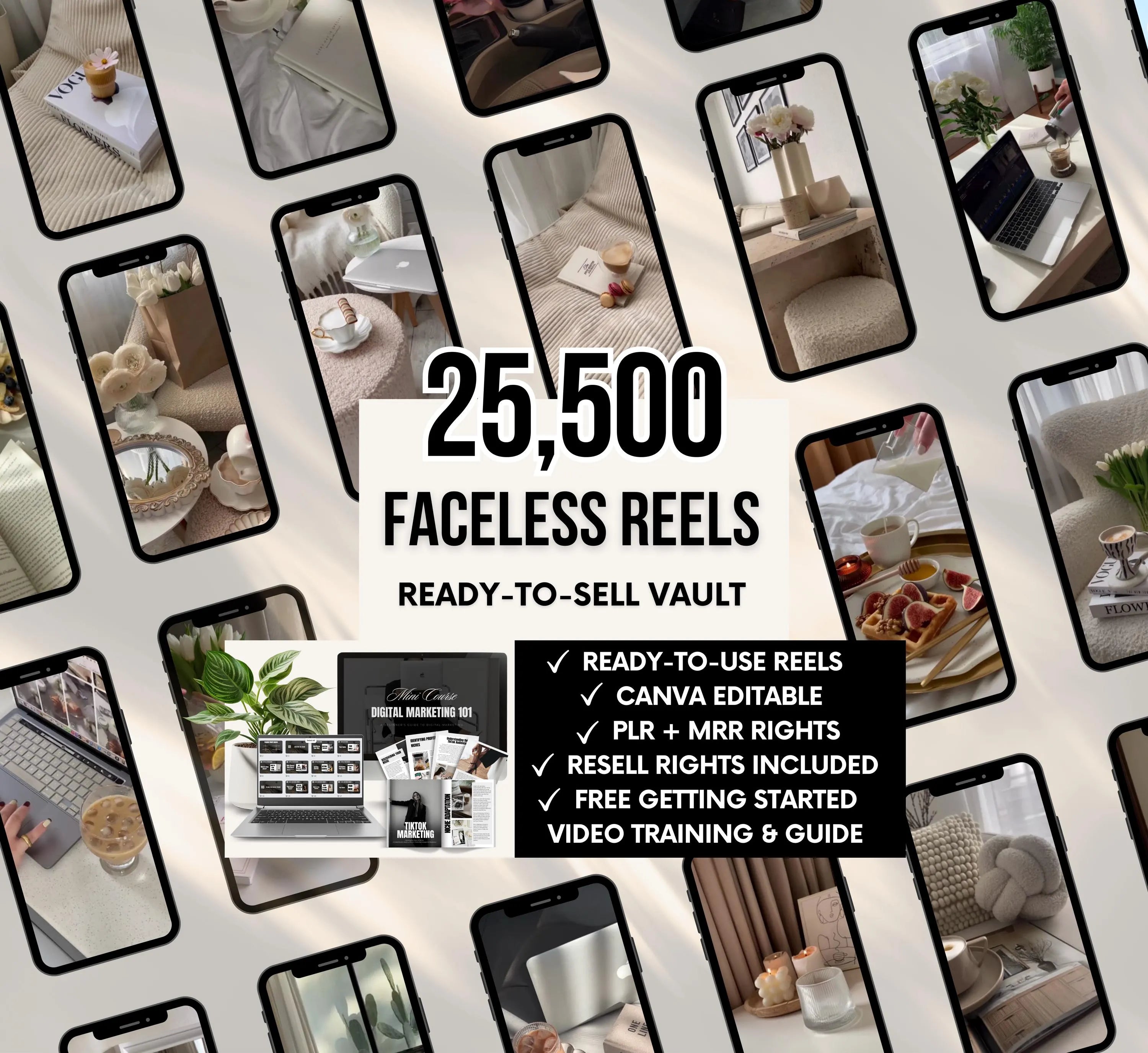PLR/MRR 25,500+ Faceless Digital Marketing Reels